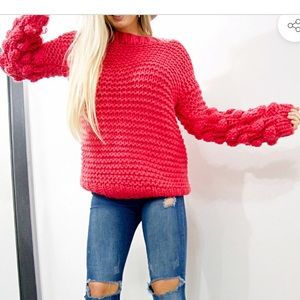 Fuchsia Pom Pom Sweater